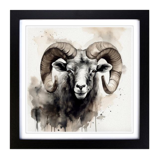 Ram Sheep Ink Wash - Print Brambly Cottage Frame Colour: Black on Productcaster.