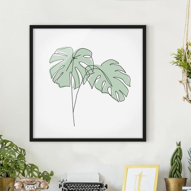 Gerahmtes Poster Monstera Leaves Line Art Sansibar Home Matte Farbe: Weiß, Größe: 20 cm H x 20 cm B x 2 cm T, Format: Schwarz on Productcaster.