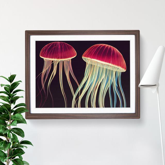 Two Jellyfish House of Hampton Size: 25cm H x 34cm W x 2cm D, Frame Colour: Walnut on Productcaster.