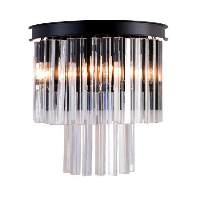 3 Light Flush Wall Light With Decorative Semi-Circle Of Crystals Canora Grey on Productcaster.