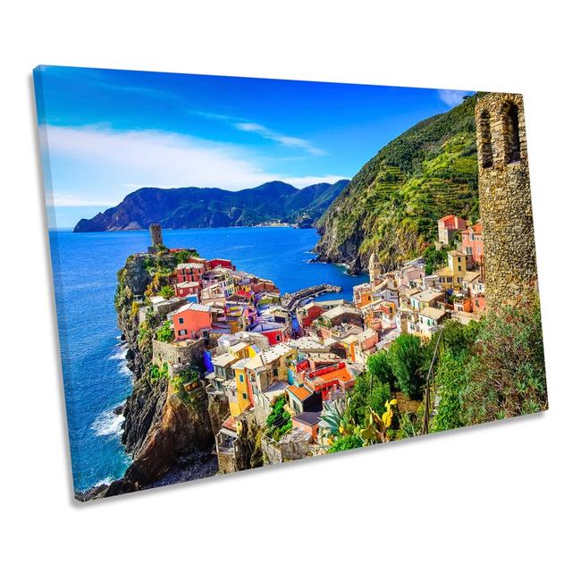 Vernazza Italy Mediterranean CANVAS WALL ART Framed Print Highland Dunes Size: 40.6cm H x 61cm W x 2cm D on Productcaster.