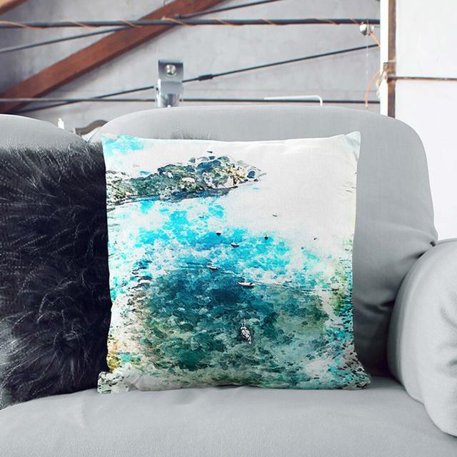 Boats by the Coast in Abstract Cushion with Filling East Urban Home Size: 40cm H x 40cm W x 15cm D, Backing Colour: Black on Productcaster.