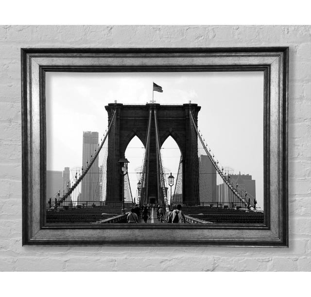 Cycling To The City Through Brooklyn Bridge - Print Bright Star Size: 42cm H x 59.7cm W x 8cm D on Productcaster.