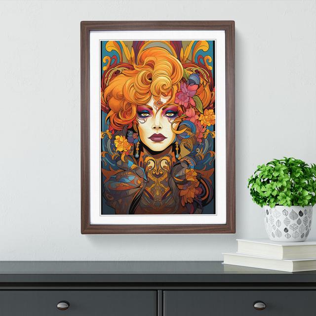 Drag Queen Nouveau - Single Picture Frame Print on Wood Rosdorf Park Size: 46" H x 34" W x 2" D, Format: Walnut on Productcaster.