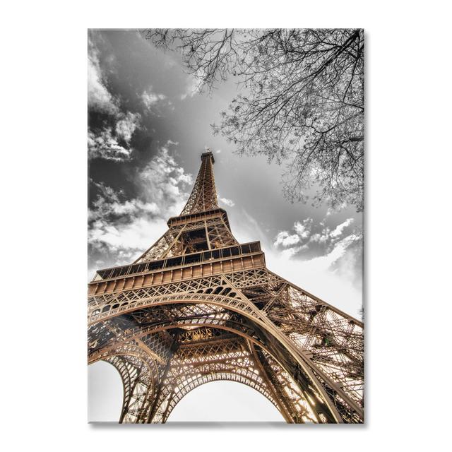 Beautiful Eiffel Tower - No Frame Print on Glass Brayden Studio Size: 80cm H x 60cm W x 0.4cm D on Productcaster.