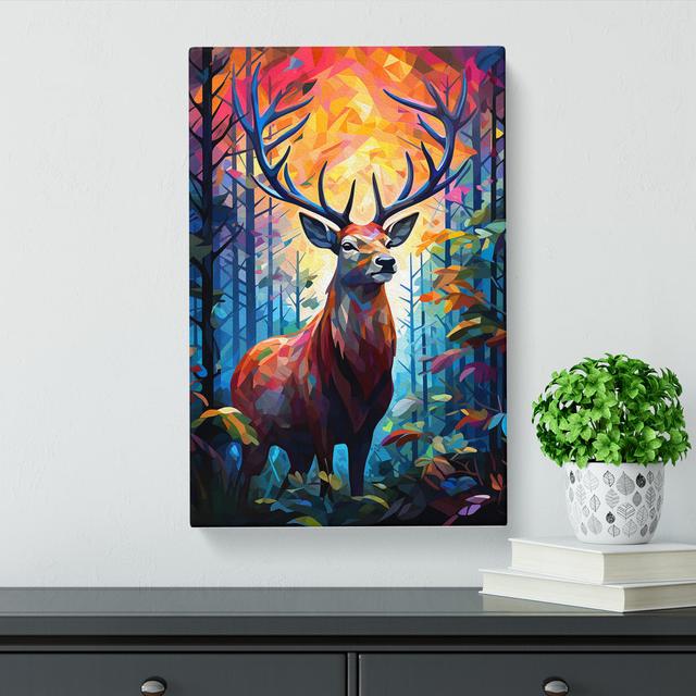 Stag In A Forest Orphism - Print Alpen Home Size: 50cm H x 35cm W x 3cm D on Productcaster.