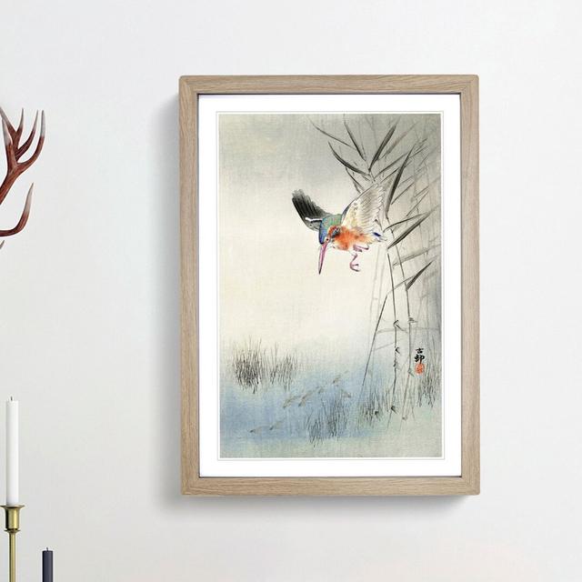 Hunting Kingfisher by Ohara Koson - Picture Frame Painting Print East Urban Home Frame Option: Oak, Size: 50cm H x 35cm W x 2cm D on Productcaster.