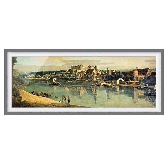 View on Pirna by Bernardo Bellotto - Picture Frame Painting ClassicLiving Frame Option: Grey Framed, Size: 30cm H x 75cm W x 2cm D on Productcaster.