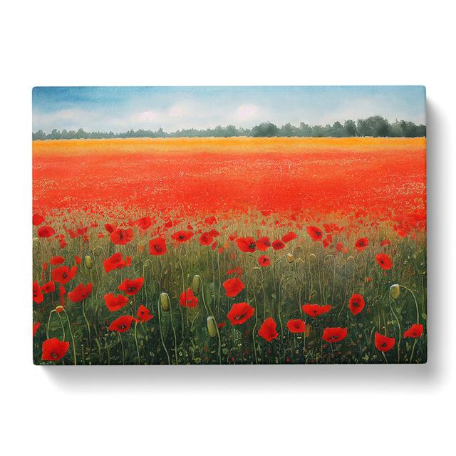 Watercolour Poppy Field Vol.7 - Wrapped Canvas Graphic Art ClassicLiving Size: 40cm H x 60cm W x 3cm D on Productcaster.