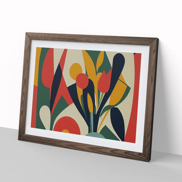 Timeless Abstract Flowers - Picture Frame Graphic Art George Oliver Size: 34cm H x 46cm W x 2cm D, Frame Colour: Walnut Framed on Productcaster.