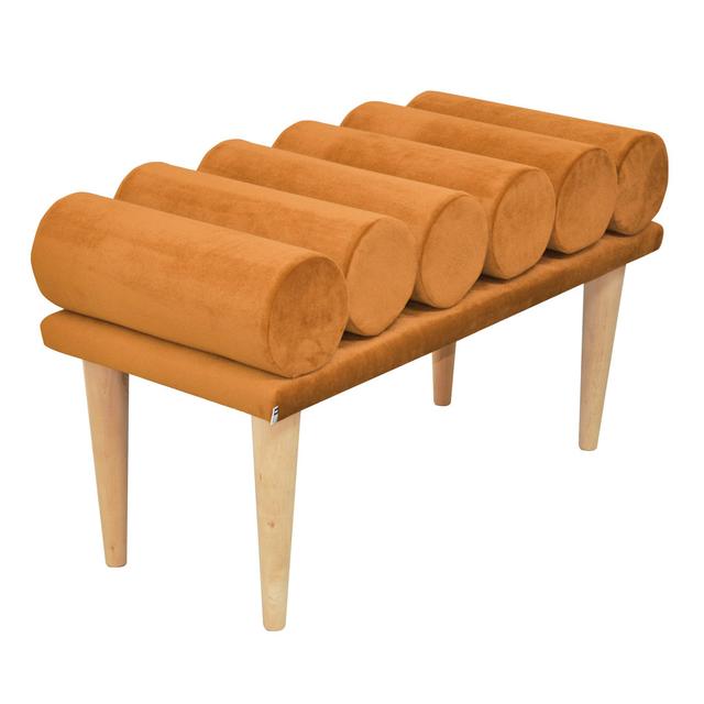 Scandi Upholstered Bench Happy Barok Upholstery Colour: Orange on Productcaster.