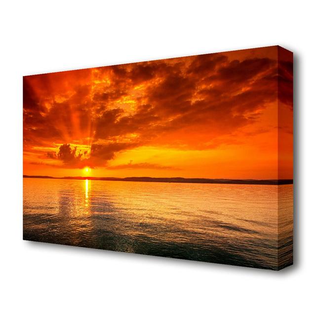 Stunning Sun Ray Ocean Beach - Wrapped Canvas Photograph Print East Urban Home Size: 101.6 cm H x 142.2 cm W on Productcaster.