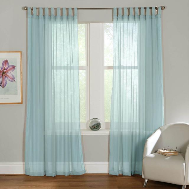 Mitthun Sheer Tab Top VOILE PANEL Pair 17 Stories Panel Size: 149 x 183 cm, Curtain Colour: Duckegg on Productcaster.