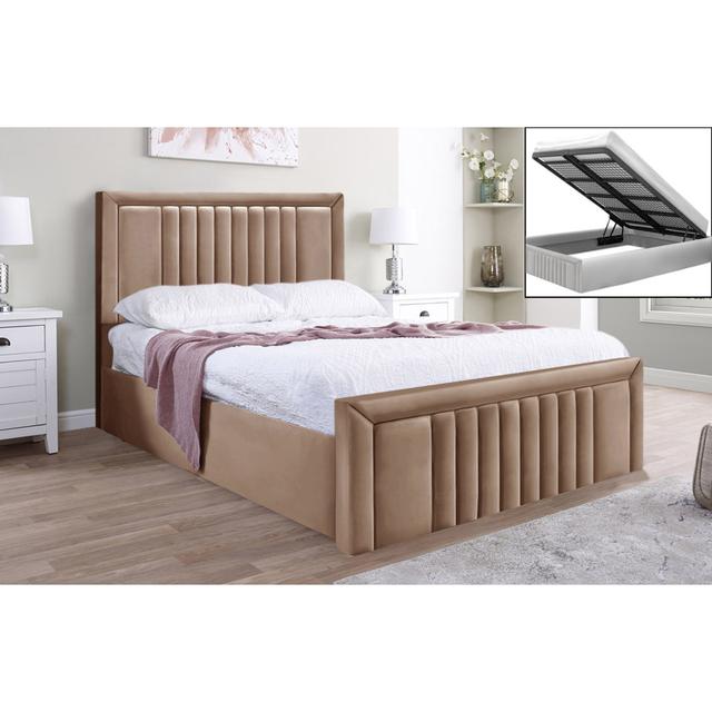 Niels Storage Bed Brayden Studio Size: Kingsize (5'), Colour: Beige on Productcaster.