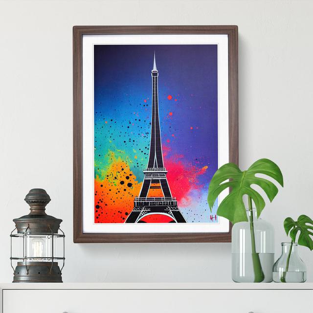 Eiffel Tower Paint Splash No.2 - Single Picture Frame Painting Brambly Cottage Size: 64cm H x 46cm W x 2cm D, Frame Colour: Walnut on Productcaster.