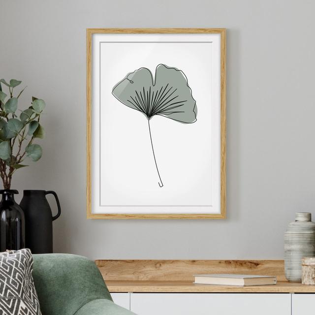 Gingko Leaf Line Art - Picture Frame Graphic Art Rosalind Wheeler Size: 55cm H x 40cm W x 2cm D, Frame Option: Brown on Productcaster.