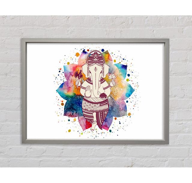 Ganesha Hindu God - Single Picture Frame Art Prints on Canvas Bright Star Size: 100cm H x 141.4cm W on Productcaster.