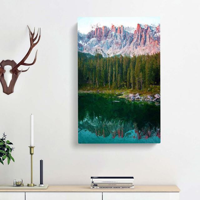 Karersee Lake in Italy - Wrapped Canvas Painting Print East Urban Home Size: 50cm H x 35cm W x 3cm D on Productcaster.