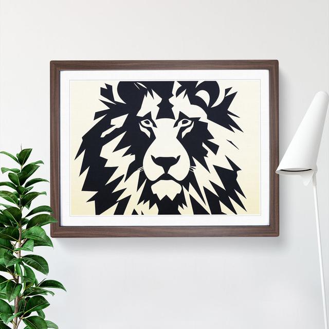 XH1022-9703X Vivid Abstract Lion - Single Picture Frame Print Marlow Home Co. Frame Colour: Brown, Size: 25cm H x 34cm W on Productcaster.