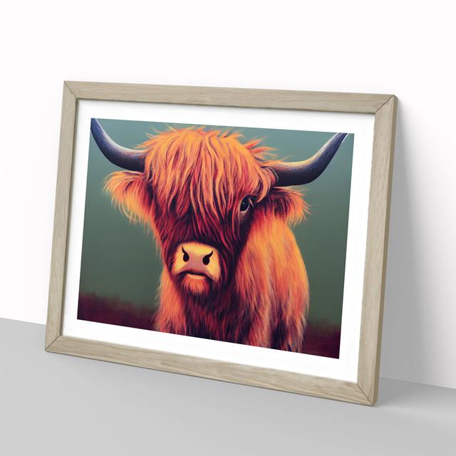 Portrait Of A Highland Cow - Single Picture Frame Print Natur Pur Format: Oak, Size: 34cm H x 46cm W x 2cm D on Productcaster.