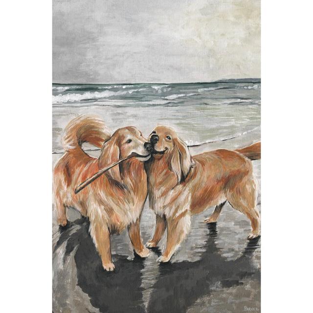 'Playful Retrievers' by Parvez Taj Painting on Wrapped Canvas East Urban Home Size: 66 cm H x 45 cm W x 2 cm D on Productcaster.