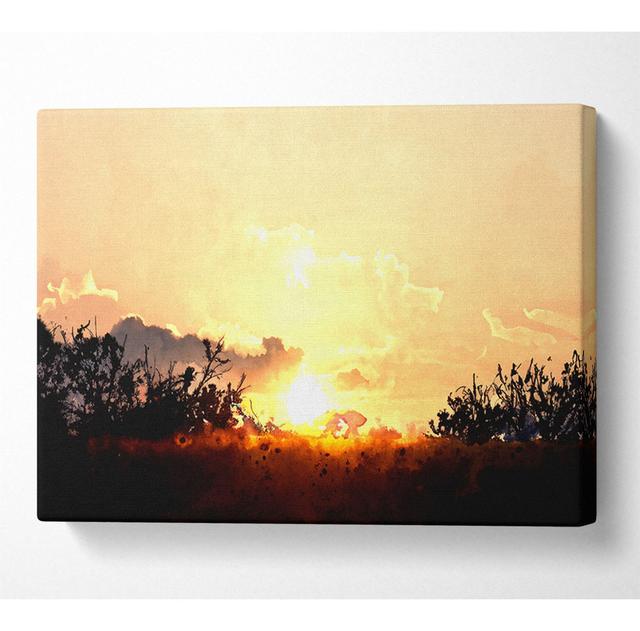 Golden Wheat Field At Sunset - Wrapped Canvas Art Prints Latitude Run Size: 81cm H x 121.9cm W x 10cm D on Productcaster.