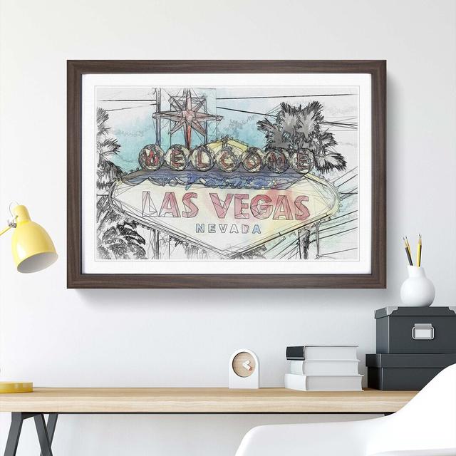 The Welcome to Las Vegas Sign in Abstract - Picture Frame Graphic Art Print East Urban Home Frame Option: Walnut, Size: 60cm H x 91cm W x 2cm D on Productcaster.