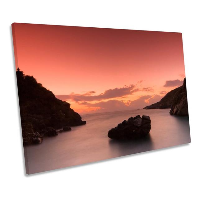 Sunset Beach Greece Kardamili CANVAS WALL ART Framed Print Highland Dunes Size: 40.6cm H x 61cm W x 2cm D on Productcaster.