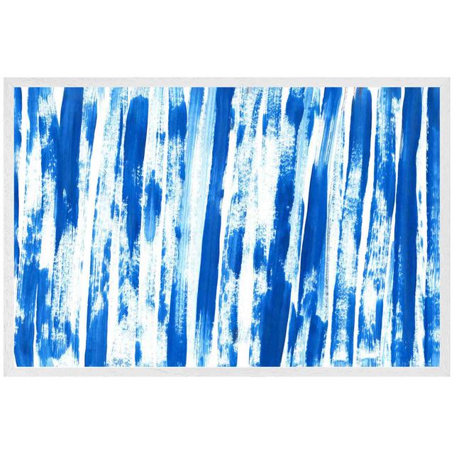 Arvelle Blue Paint Strokes - Single Picture Frame Art Prints Metro Lane Size: 61cm H x 91cm W x 4cm D, Frame Colour: White on Productcaster.