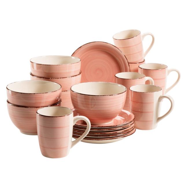 Ashburt 18 Piece Place Setting Set, Service for 6 Mäser Colour: Coral on Productcaster.