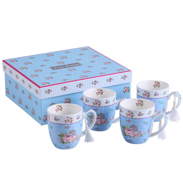 Aleena Bone China Coffee Cup (Set of 4) Lily Manor Colour: Blue on Productcaster.