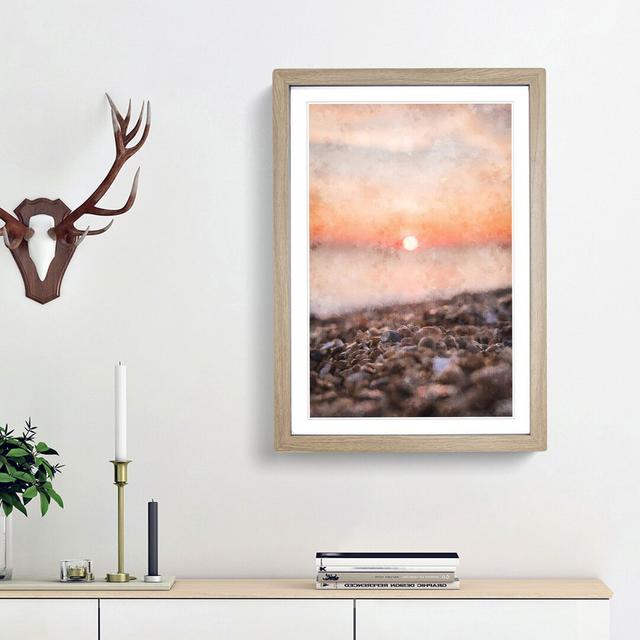 Sunset over Brighton Beach - Picture Frame Graphic Art Print East Urban Home Size: 33cm H x 24cm W x 2cm D, Frame Option: Oak Framed on Productcaster.