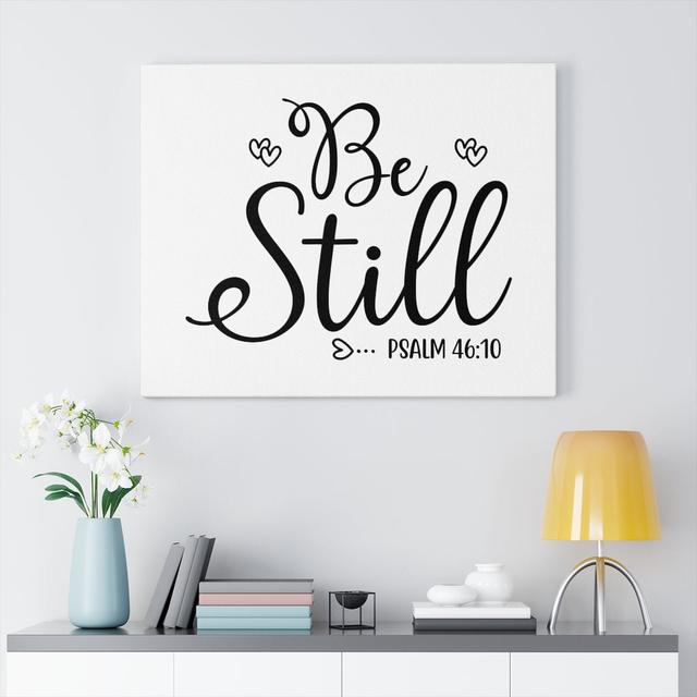 Be Still Psalm 46:10 - Wrapped Canvas Print Blue Elephant Size: 30cm H x 41cm W on Productcaster.