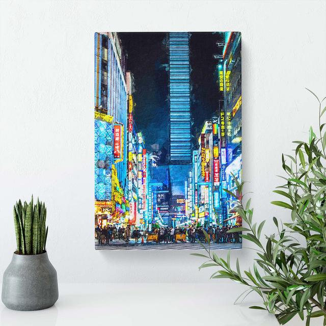 Bright Lights Of Tokyo In Abstract - Wrapped Canvas Print East Urban Home Size: 60cm H x 40cm W x 3cm D on Productcaster.