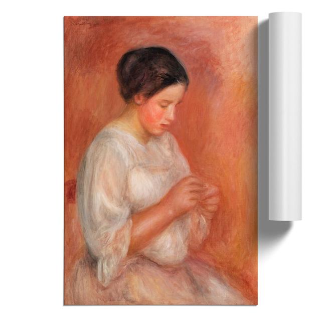 Woman Sewing by Pierre-Auguste Renoir - Unframed Painting East Urban Home Size: 84cm H x 59cm W x 0.1cm D on Productcaster.