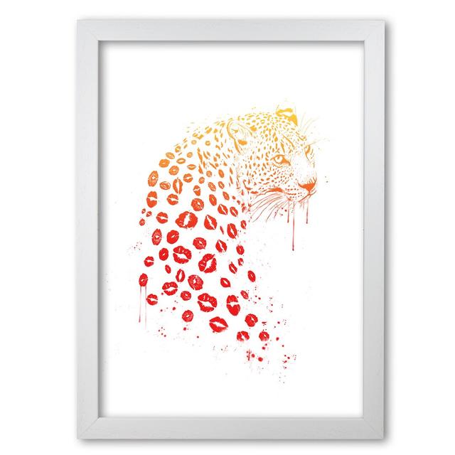 Kiss Me Leopard by Mercedes Lopes Charro - Print East Urban Home Size: 29.7 cm H x 21 cm W x 5 cm D, Frame Options: White Grain on Productcaster.