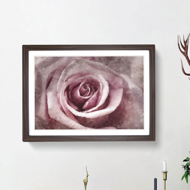 Pretty in Pink Rose Flower - Picture Frame Painting Print East Urban Home Size: 62cm H x 87cm W x 2cm D, Frame Option: Walnut Framed on Productcaster.