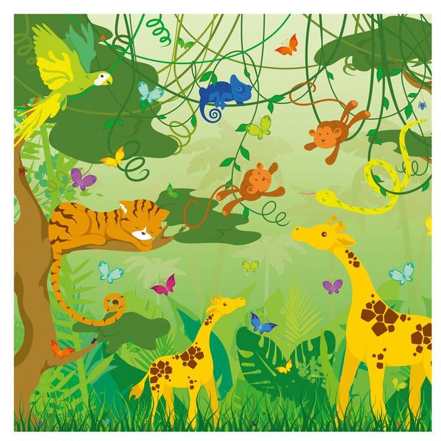 Jungle Game Semi-Gloss Wallpaper Roll East Urban Home Size: 2.88m x 288cm, Materialqualität: Premium (150g/m²) on Productcaster.