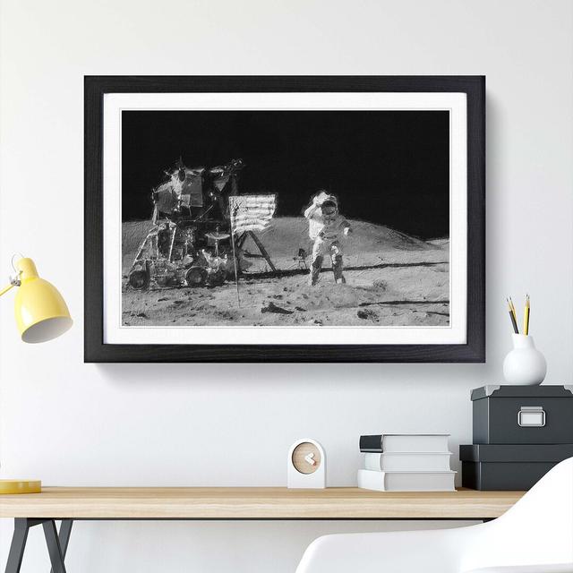 Astronaut On The Moon - Single Picture Frame Painting East Urban Home Format: Black, Size: 33cm H x 45cm W x 2cm D on Productcaster.