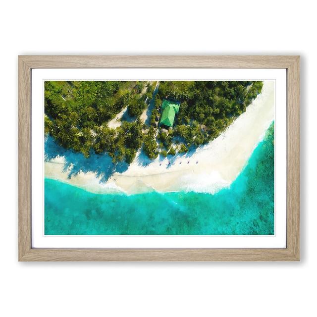 Above A Beach In The Maldives - Picture Frame Photograph Print East Urban Home Format: Oak, Size: 62cm H x 87cm W x 2cm D on Productcaster.