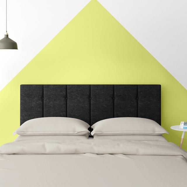 Pihu Upholstered Solid Wood Headboard Hashtag Home Size: Super King (6'), Colour: Charcoal on Productcaster.