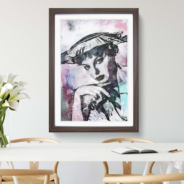 Joan Collins in Abstract - Picture Frame Painting Print East Urban Home Size: 91cm H x 60cm W x 2cm D, Format: Walnut on Productcaster.