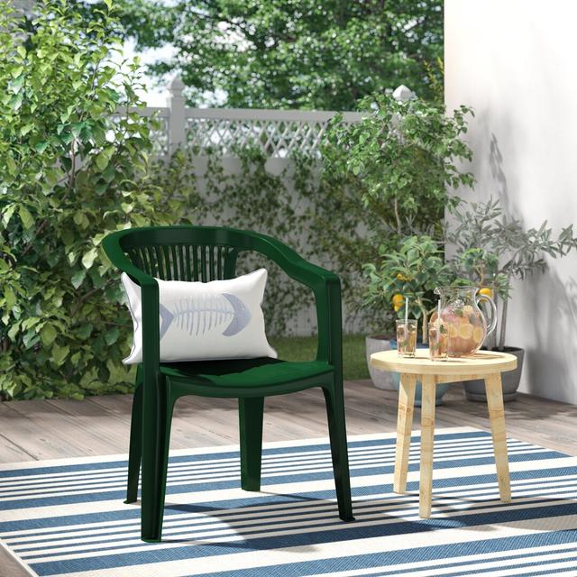 Shearer Stacking Patio Dining Armchair Dakota Fields Seat Colour: Forest Green on Productcaster.