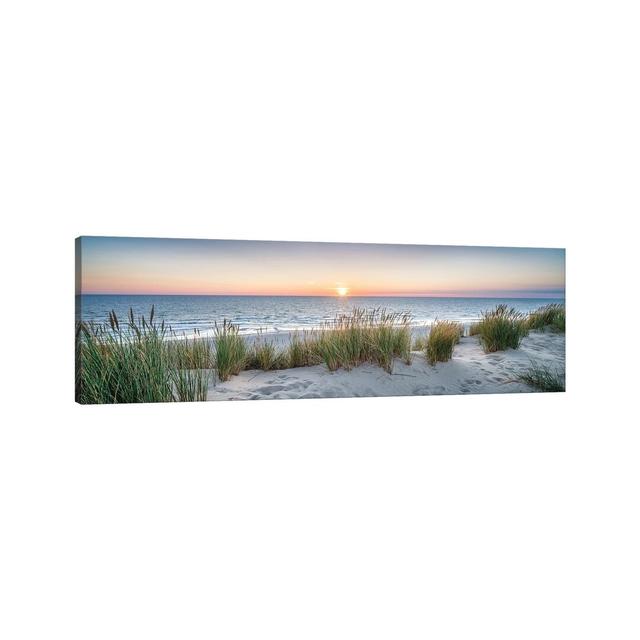 Dune Beach Panorama At Sunset House of Hampton Format: Wrapped Canvas, Size: 60.96cm H x 182.88cm W x 3.81cm D on Productcaster.