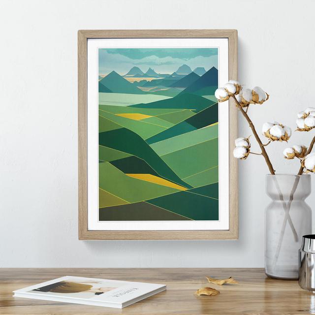 XV1022-4732X Tranquil Abstract Mountain Landscape No.3 - Print Metro Lane Size: 66cm H x 48cm W, Format: Oak Framed, Matte Colour: White on Productcaster.