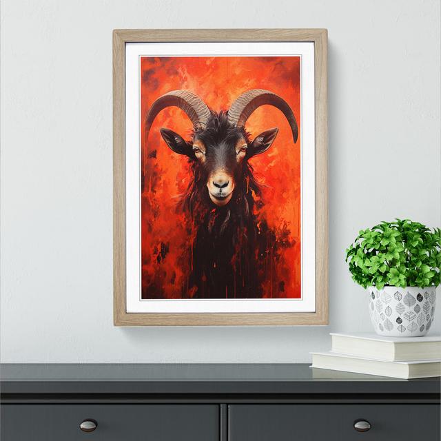 Goat Action Painting Brambly Cottage Size: 46cm H x 34cm W, Format: Oak Framed on Productcaster.