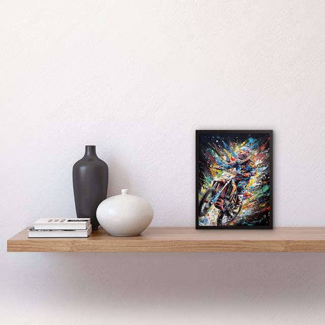 Lotfi Motorcycle Motocross Rainbow Splatter - Single Picture Frame Print Borough Wharf on Productcaster.