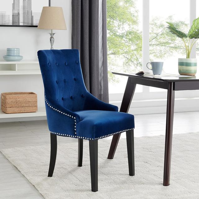 Aunesty Upholstered Dining Chair (Set of 2) Rosalind Wheeler Upholstery Colour: Royal Blue on Productcaster.