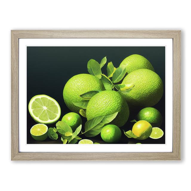 Lime Fruit Citrus Selection - Single Picture Frame Painting Brambly Cottage Size: 46cm H x 64cm W x 2cm D, Frame Colour: Oak on Productcaster.