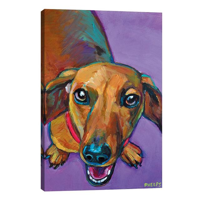 Lucy The Dachshund - Wrapped Canvas Painting East Urban Home Size: 101.6cm H x 66.04cm W x 1.91cm D on Productcaster.